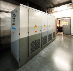 A subsynchronous cascade unit used for speed and torque control in high‑power slip ring motor applications, showing power electronics, control modules, and protection components within an industrial environment.