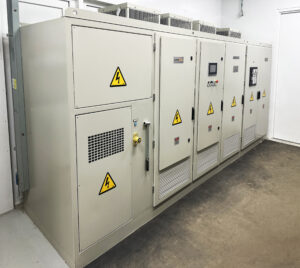 Industrial SER Drive installed in a mining environment, configured for high power Slip Ring Motor control using LRS technology, enabling controlled rotor current management and operational protection as part of an integrated drive and monitoring system